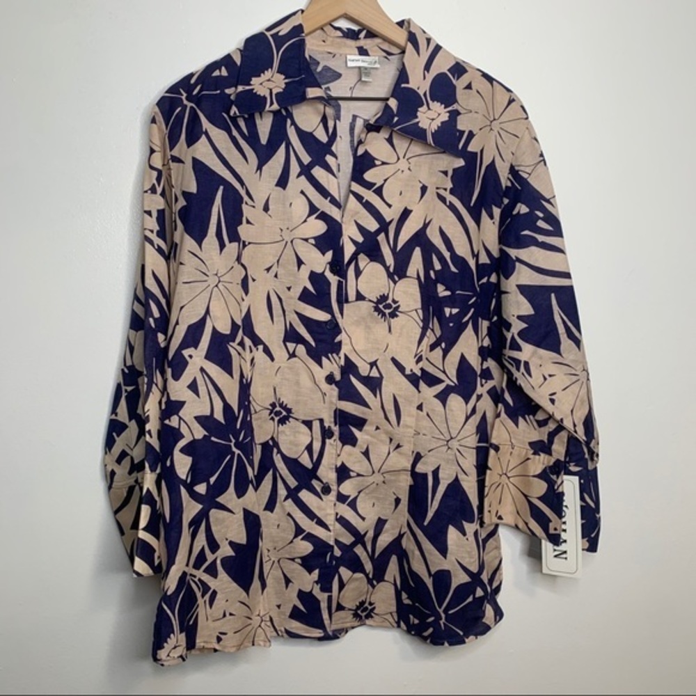Harve Benard Plus Floral Long Sleeve Button Up